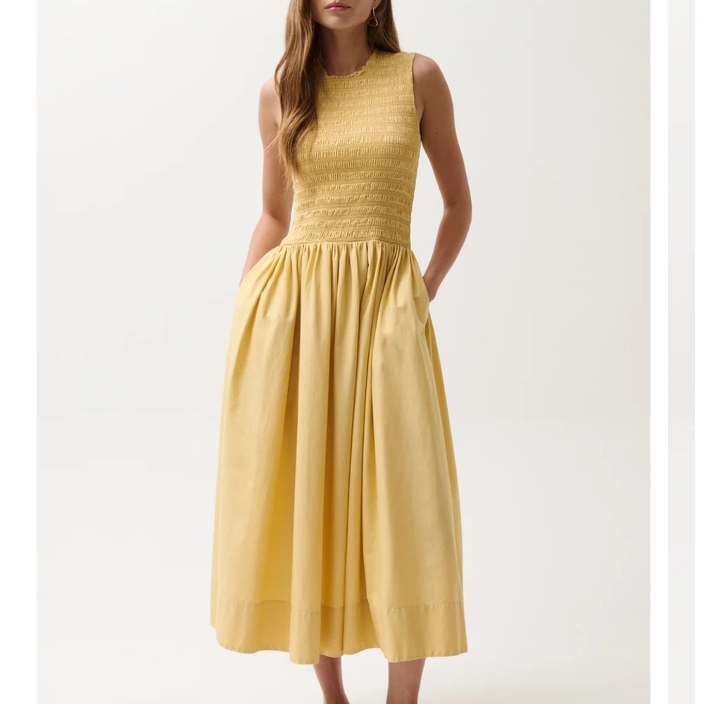 Pistola Gladys Cotton Smocked Dress in Yellow Tumeric